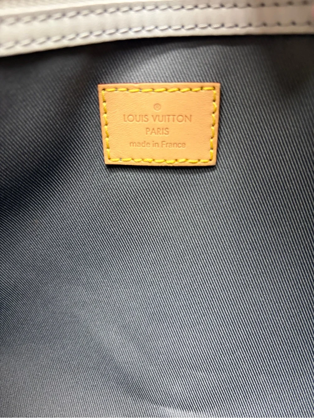 Louis Vuitton Grey Checkered Duffel with Tan Tag